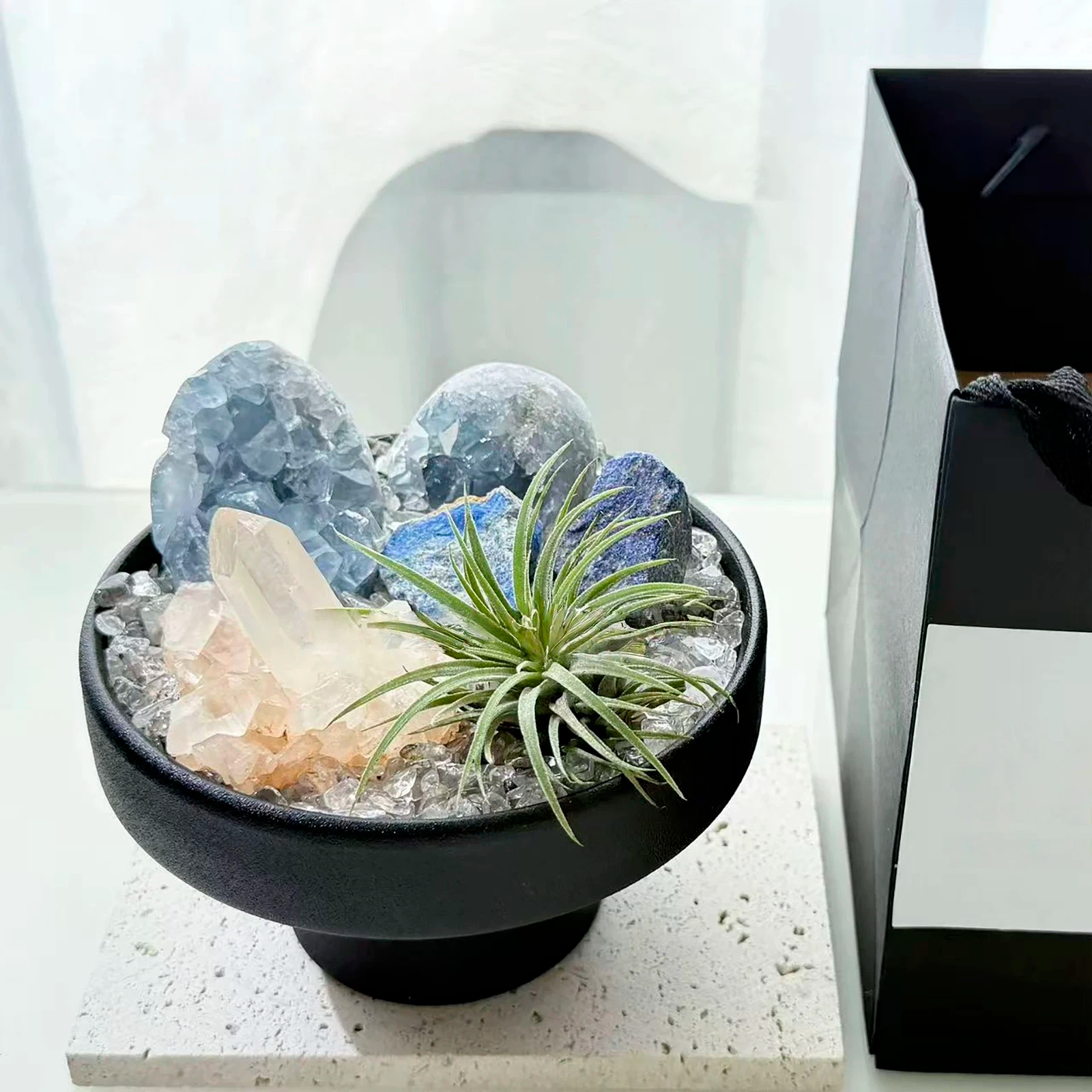 Handcrafted Celestite Crystal Decor – Minimalist Meditation Garden - Image 2