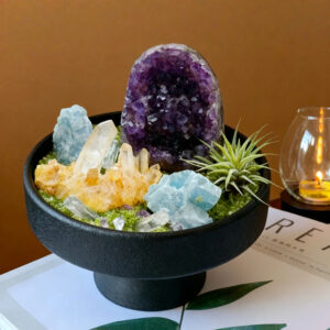 Handcrafted Amethyst Crystal Decor , Minimalist Meditation Garden