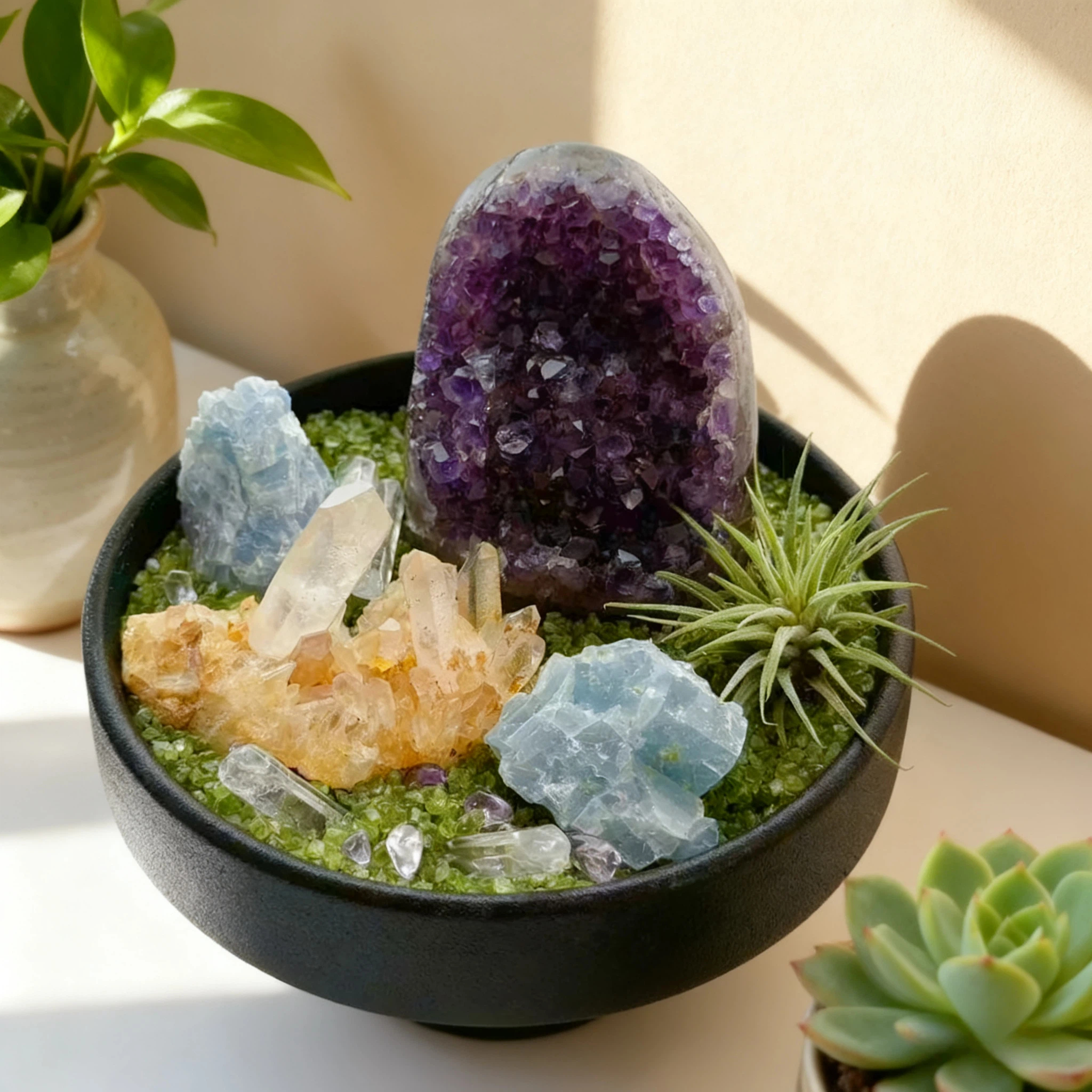 Handcrafted Amethyst Crystal Decor , Minimalist Meditation Garden - Image 2