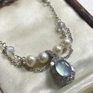 Aquamarine & Pearl Necklace -Handcrafted 925 Silver Design