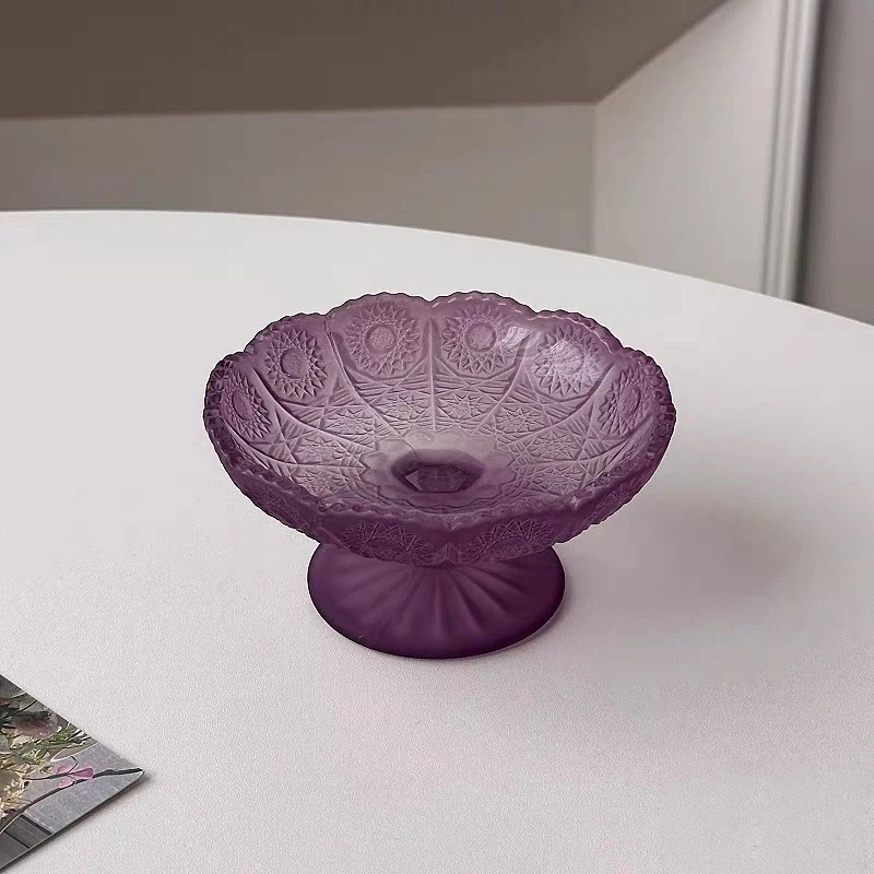 Vintage Frosted Purple Glass Bowl