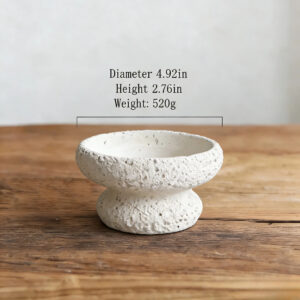 Handmade Wabi-Sabi Cement Decorative Bowl - Minimalist Pedestal Planter