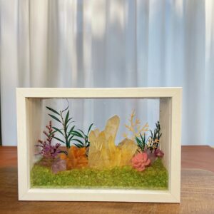 Crystal Shadow Box Art | Natural Quartz Terrarium Decor