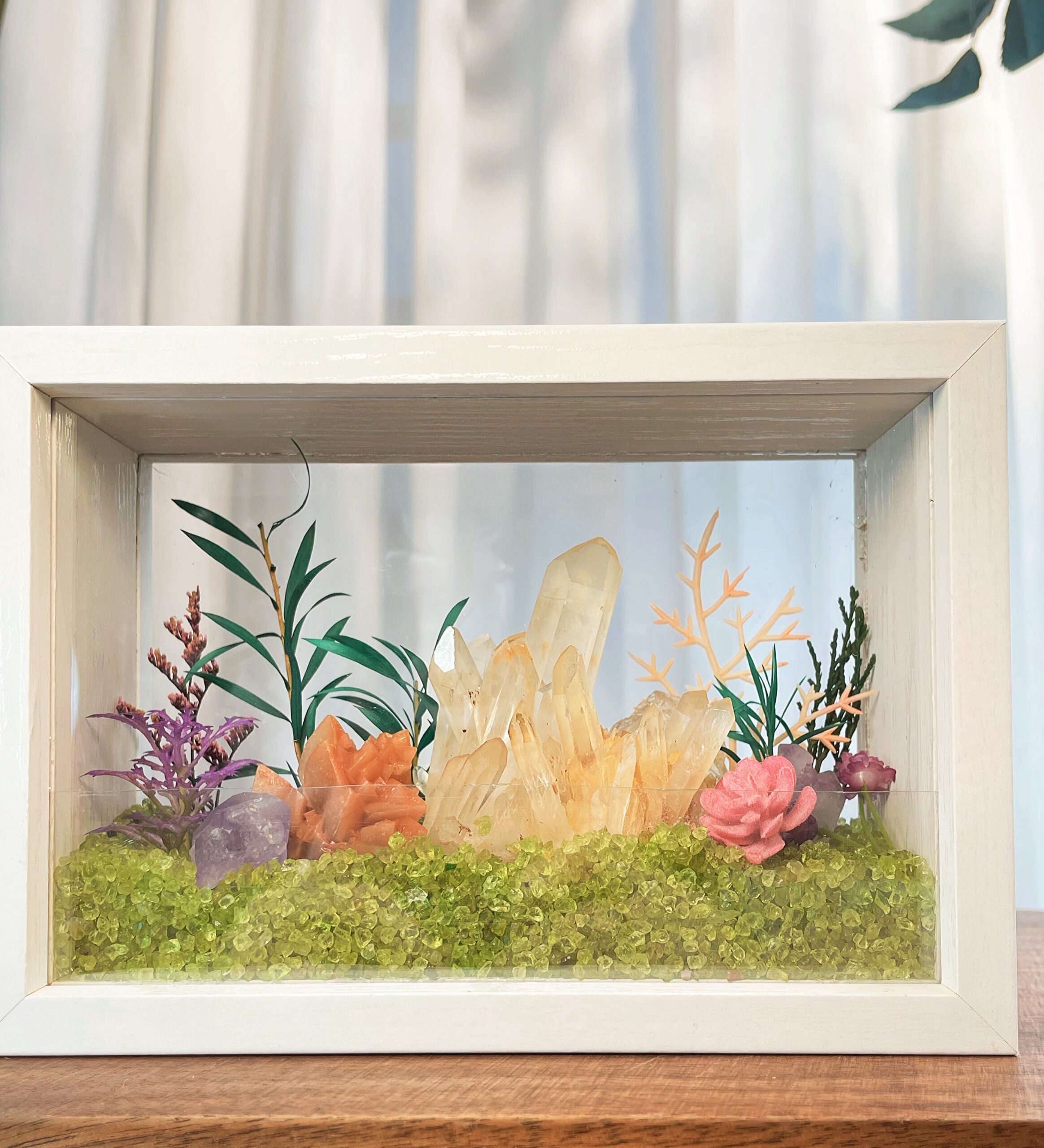 Crystal Shadow Box Art | Natural Quartz Terrarium Decor - Image 2