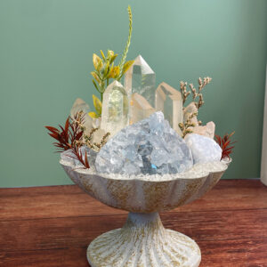 The Silent Sky" One-of-a-Kind Crystal Planter - Blue Calcite & Quartz Ar