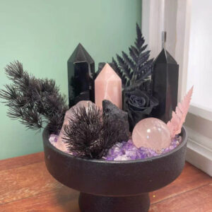 Obsidian Point & Rose Quartz Healing Crystal Zen