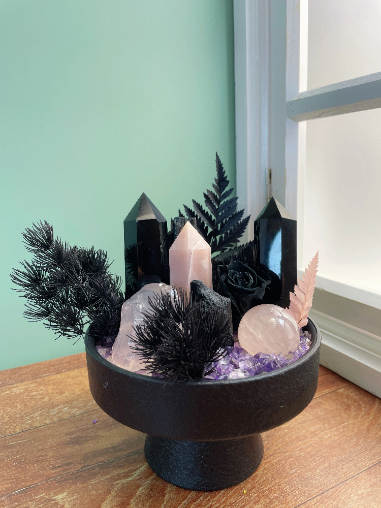 Obsidian Point & Rose Quartz Healing Crystal Zen - Image 2