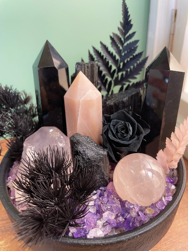 Obsidian Point & Rose Quartz Healing Crystal Zen - Image 3