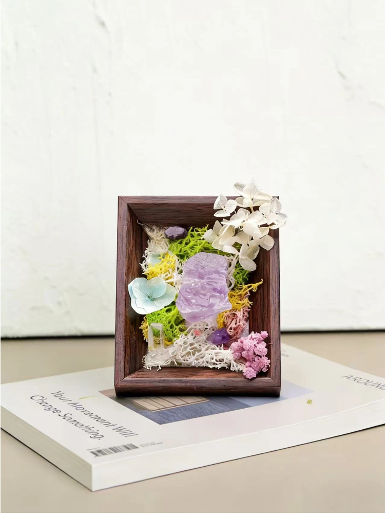 Handmade Raw Crystal Preserved Flower Frame - Image 2