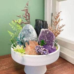 One-of-a-Kind Crystal Planter – Amethyst Quartz & Tourmaline Decor
