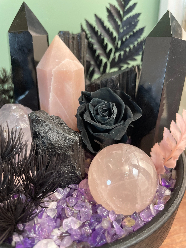 Obsidian Point & Rose Quartz Healing Crystal Zen - Image 4