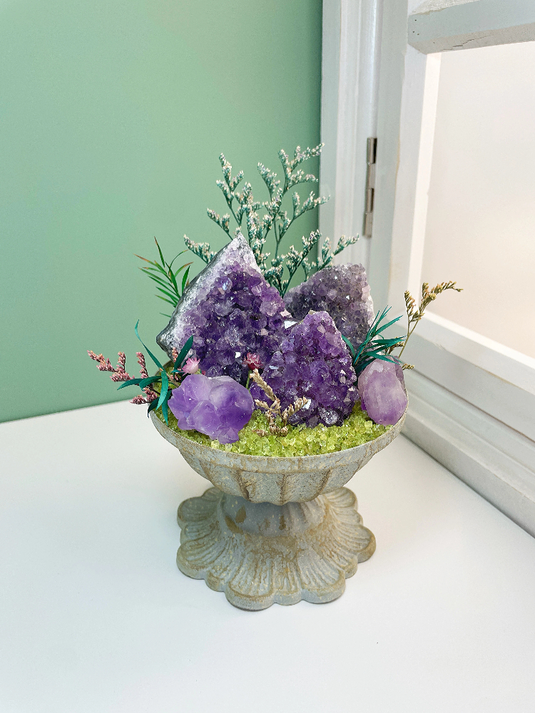 One-of-a-Kind Crystal Decor | Amethyst & Peridot Sculpture - Image 3