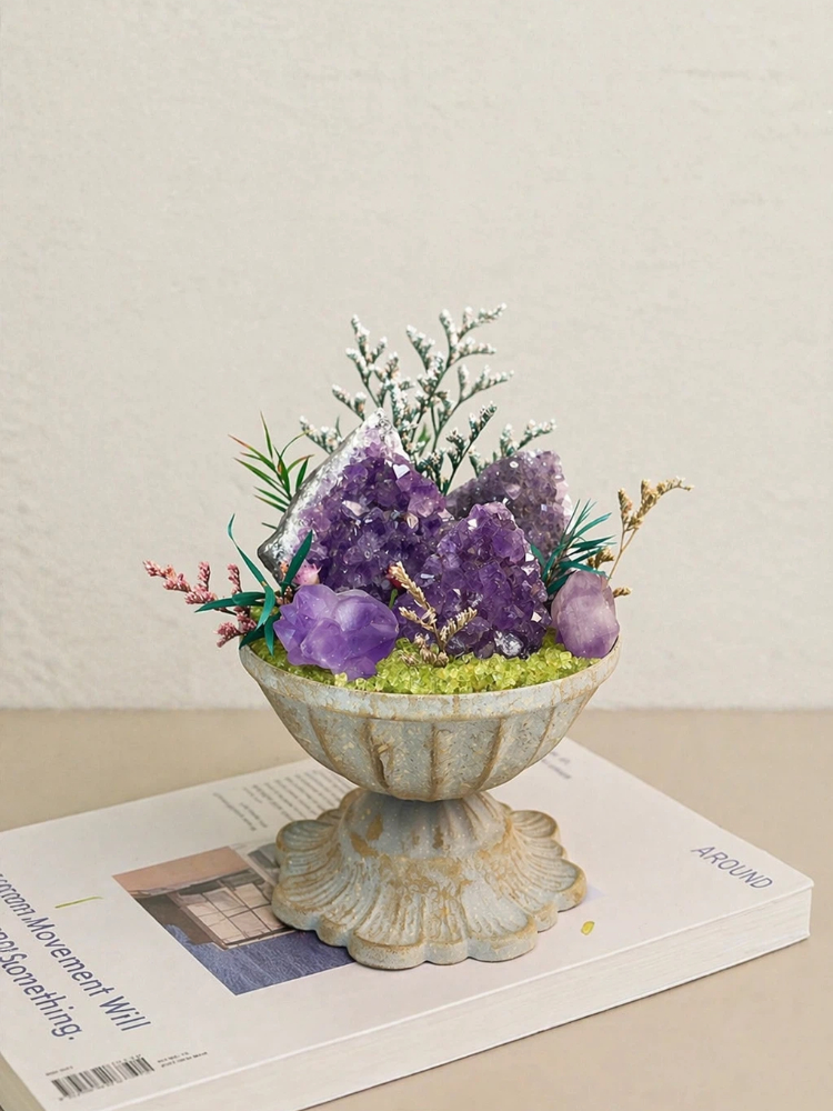 One-of-a-Kind Crystal Decor | Amethyst & Peridot Sculpture