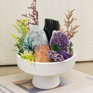 Crystal Planter – Amethyst Quartz & Tourmaline Decor