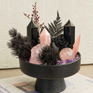 Obsidian Point & Rose Quartz Healing Crystal Zen
