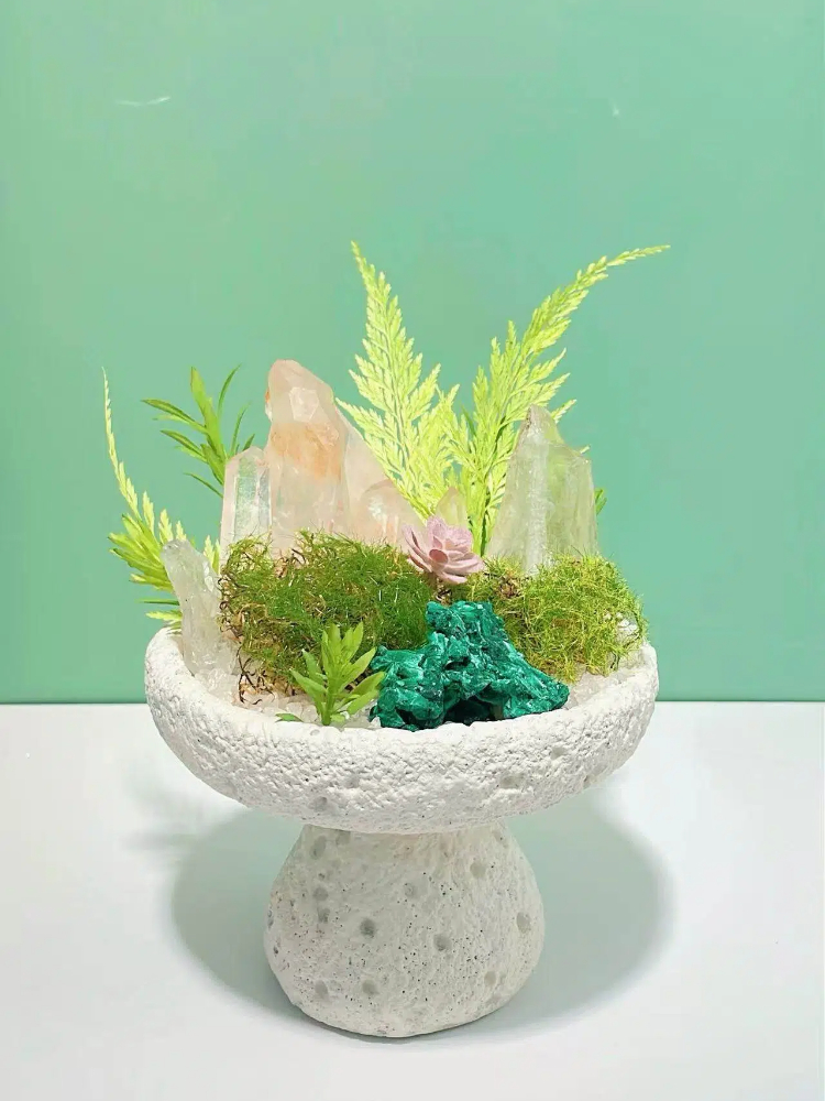 Green Quartz & Malachite Crystal Garden Decor - Image 2