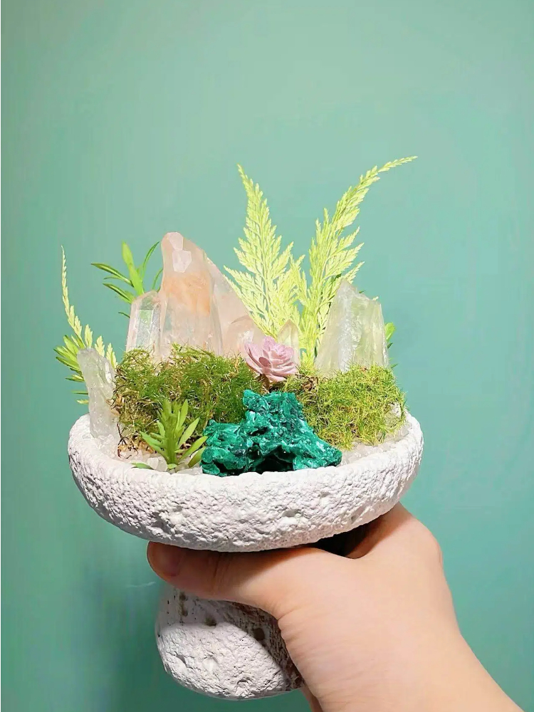 Green Quartz & Malachite Crystal Garden Decor - Image 3