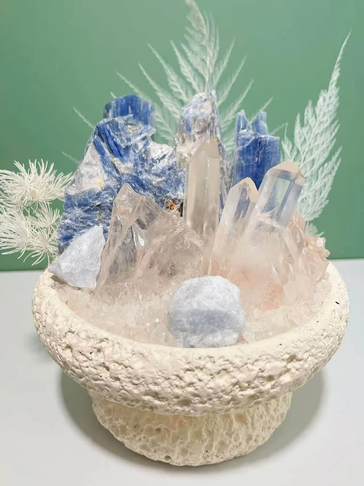 Kyanite & Clear Quartz Crystal Garden Decor - Image 4