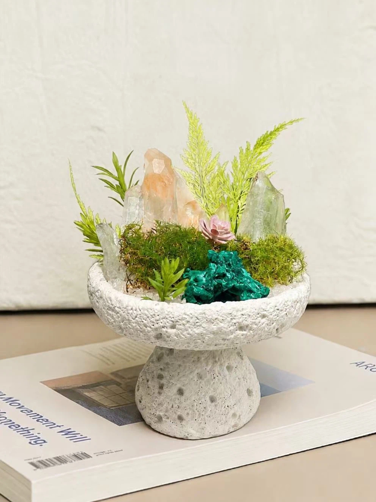 Green Quartz & Malachite Crystal Garden Decor