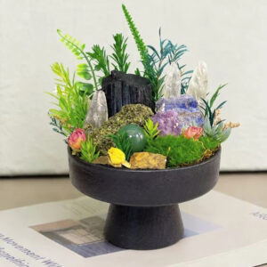 Black Tourmaline & Lapis Lazuli Crystal Garden Decor