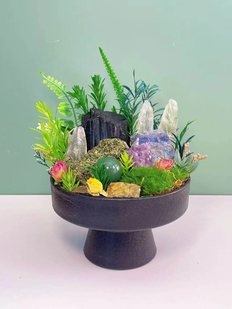 Black Tourmaline & Lapis Lazuli Crystal Garden Decor - Image 2