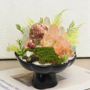 Iron-Stained Quartz & Green Quartz Crystal Garden Decor