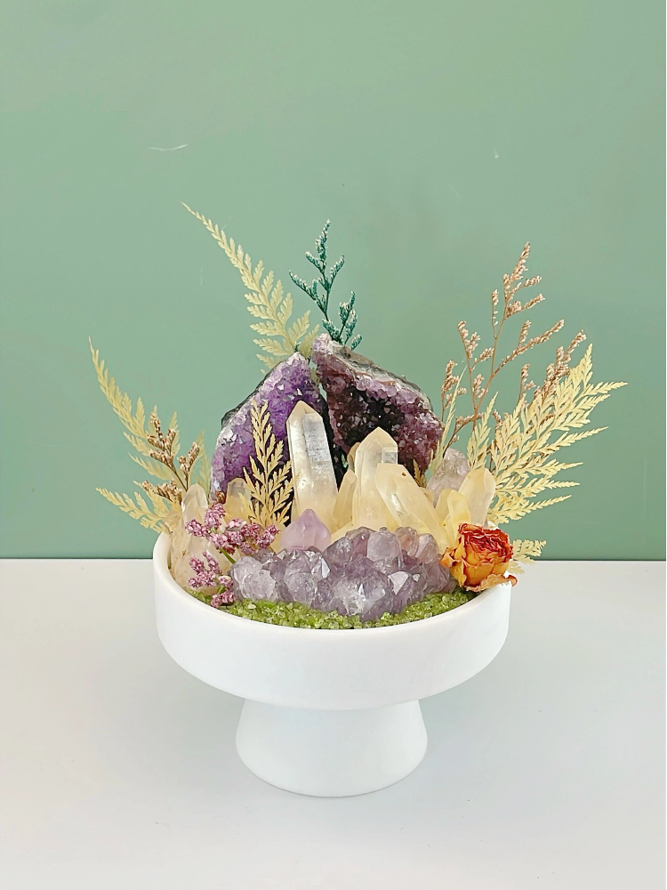 Amethyst & Clear QuartzCrystal Garden Decor - Image 2