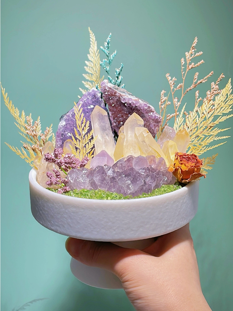 Amethyst & Clear QuartzCrystal Garden Decor - Image 3